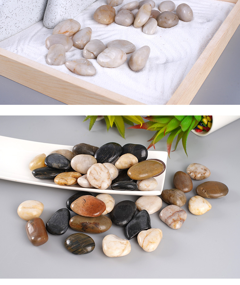 彩色鹅卵石 厂家直销五彩毛料雨花石头 工程铺路鱼缸造景盆栽石块详情8