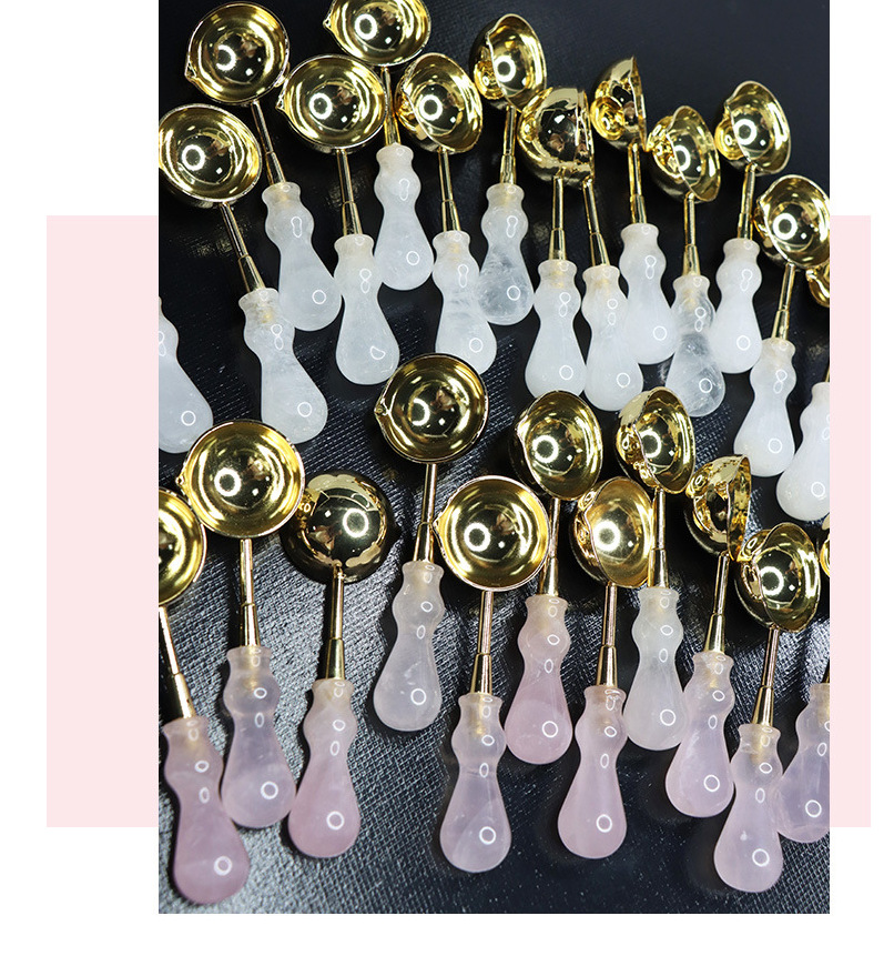 火烧蜡粒配件白水晶柄火漆勺 粉水晶手柄火漆小铜勺详情11