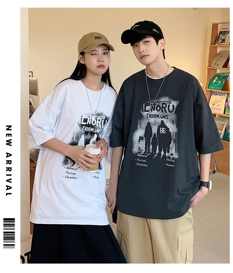 短袖t恤男夏季2025新款潮流半袖男款上衣宽松潮牌情侣五分袖衣服详情15