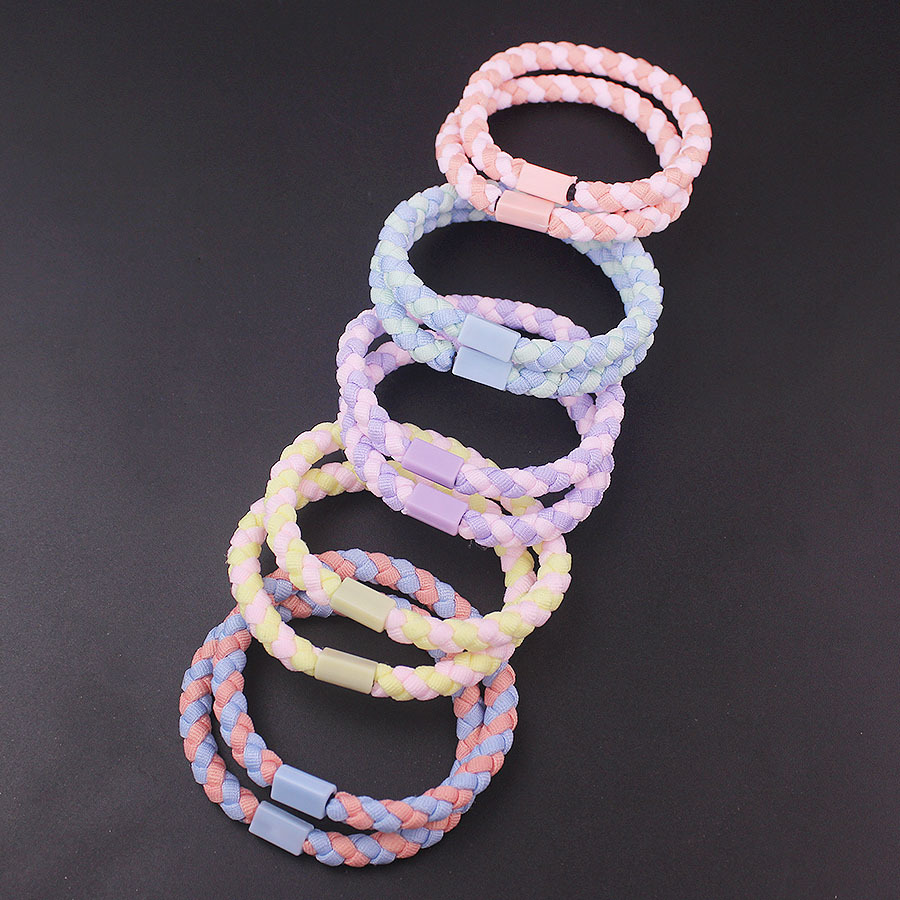 diy base hair bands, simple and colorful braided hair ties, student version macaron-colored rubber bands wholesale ponytail hair accessories pic 4