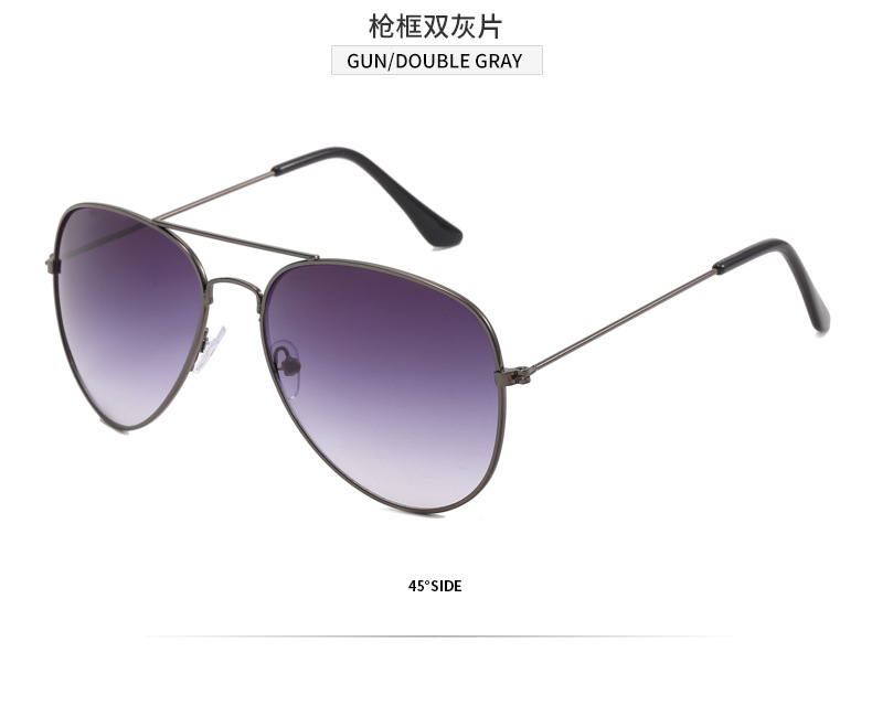 工厂批发男款时尚金属框太阳镜多色商务风飞行员蛤蟆通用款墨镜详情13
