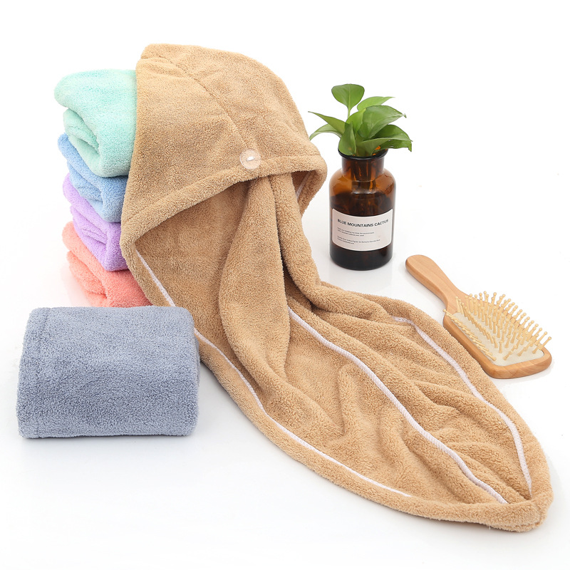 The high-density thickened coral fleece dry hair cap and quick-drying shower cap are soft and do not fade pic 11