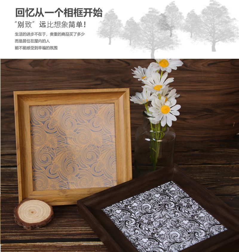 复古正方形相框美式简约创意画框摆台6寸7寸挂墙装饰画框架批发详情8