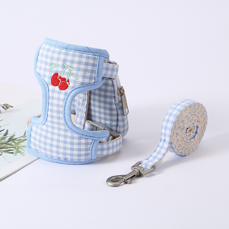 Korean-style fruit chest vest cat pet breathable and cute, customizable outdoor pet walking leash products pic 1