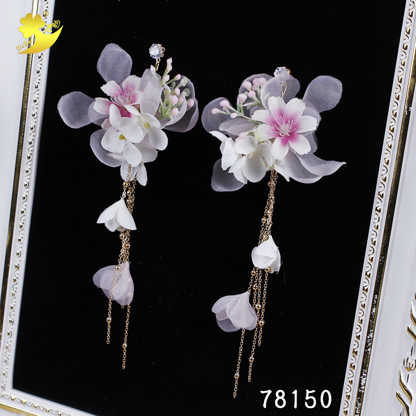 Wedding accessories and earrings for Japanese and Korean brides, forest-themed exotic style, star street style, model catwalk, fashionable fabric accessories pic 13