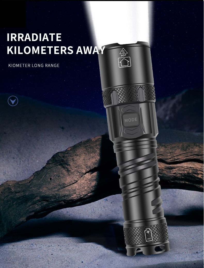 跨境XHP160 LED强光手电筒XHP99 USB充电变焦电显露营便携手电筒详情17