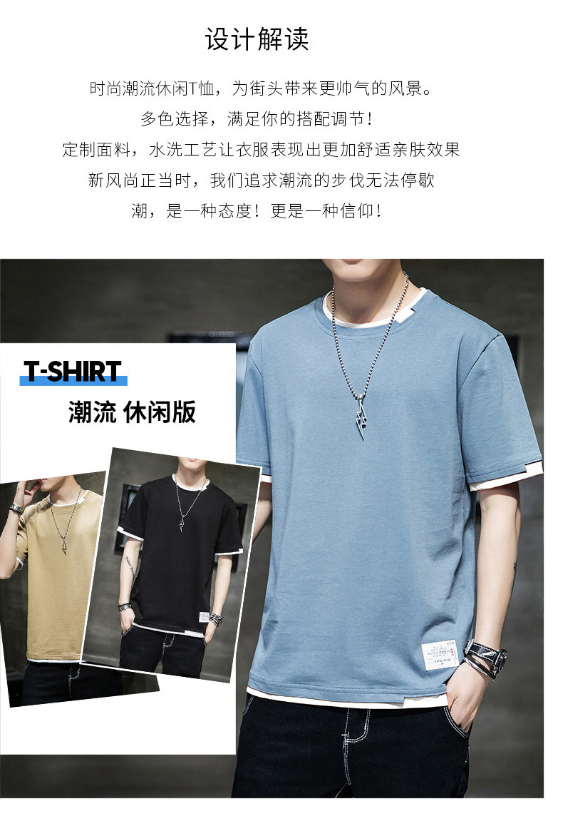 Short-sleeved T-shirt for men, Korean style, summer loose cotton T-shirt, cross-border new style, student bottom layer, half-sleeved shirt pic 2