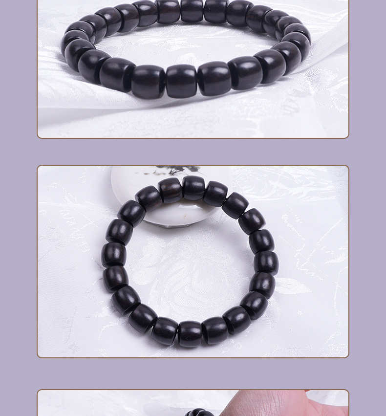 经典黑檀桶珠手串紫光檀手链单圈批发厂家直销男女中国风文玩佛珠详情10