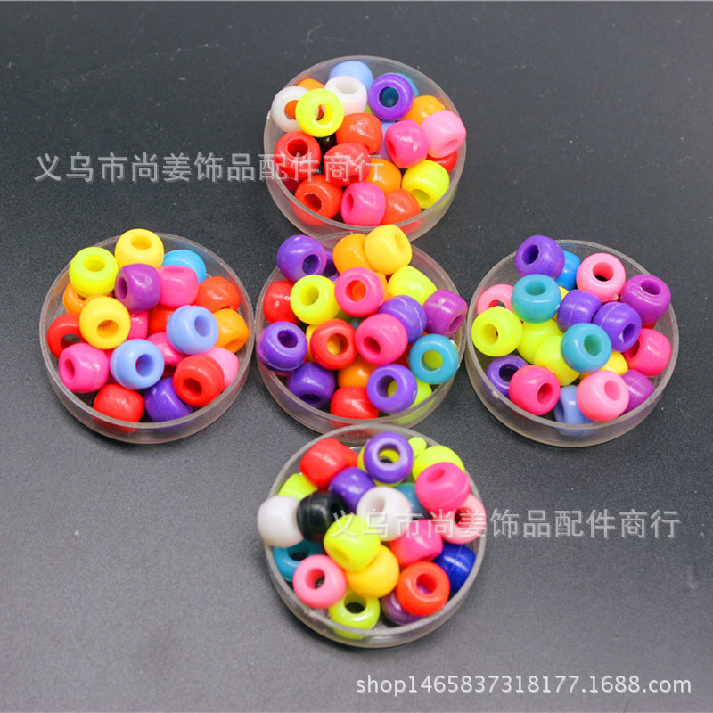厂家直销6*9mm塑料大孔珠 6*8mm可定制混色混批桶珠 亚克力珠详情12