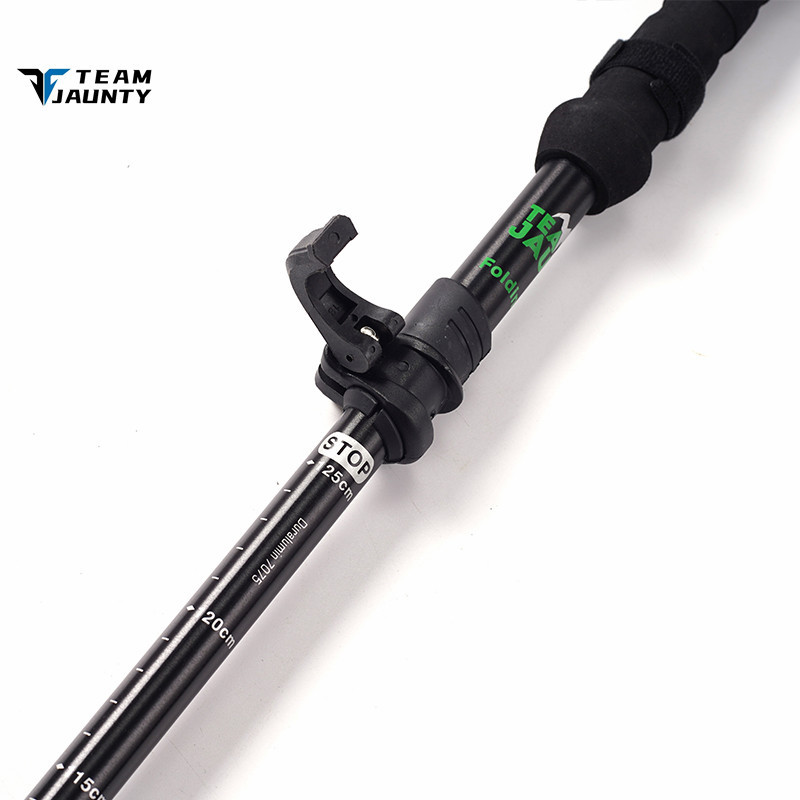 Cross-border best-selling high-strength four-section telescopic folding short trekking poles EVA outdoor straight-handled poles with storage bags in stock pic 12