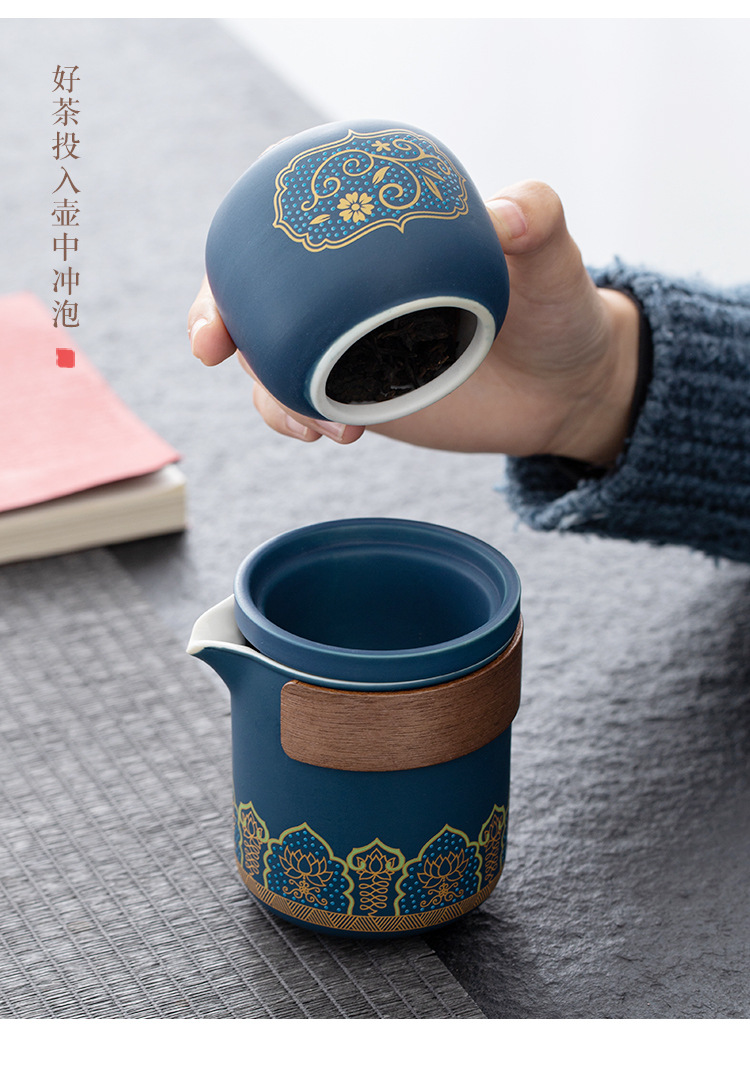 Travel tea set, ceramic express portable, one pot, three cups, business cultural and creative gift, festival souvenir, printed logo pic 38