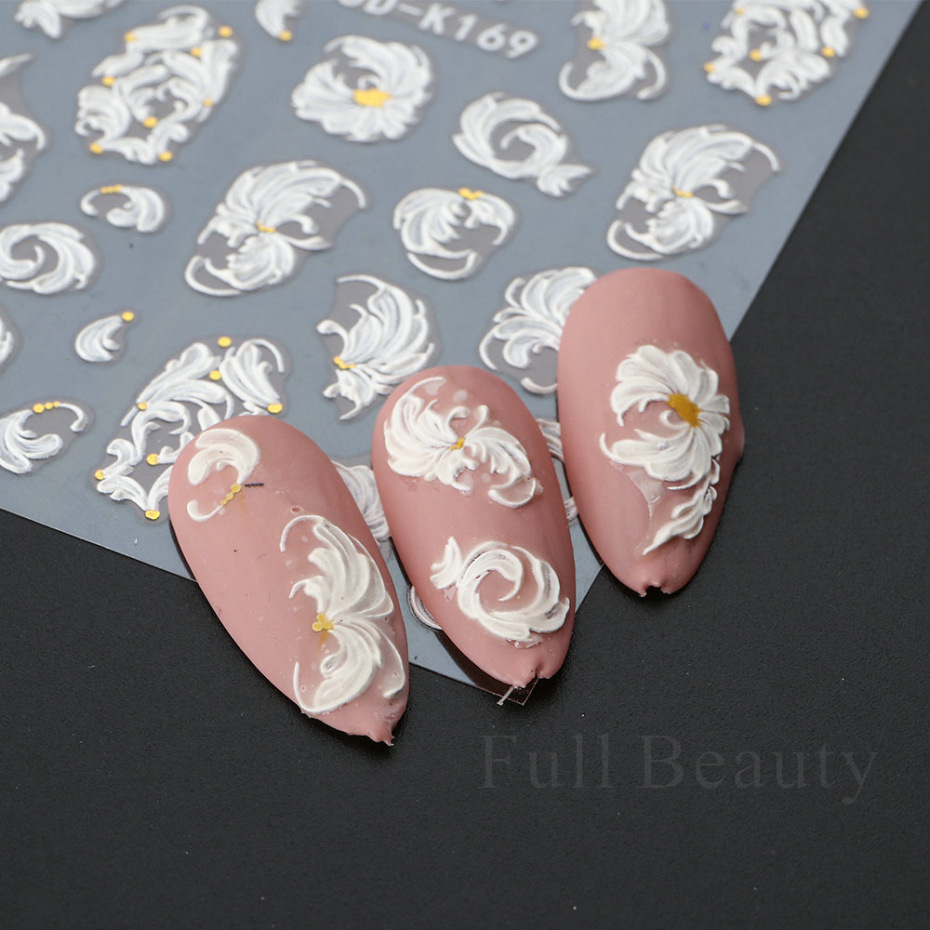 Cross-border new nail stickers 5D three-dimensional embossed nail stickers, Platinum flower self-adhesive sticker nail stickers wholesale shanilak pic 6