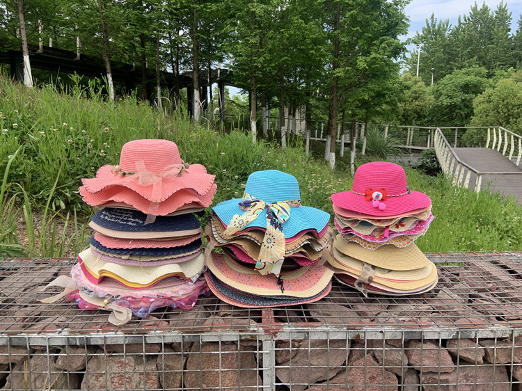 夏凉帽地摊景点热卖遮阳防晒大帽檐波浪草帽男女沙滩太阳帽10元详情16