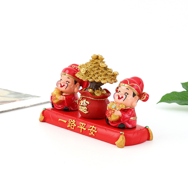 树脂工艺品发财树汽车摆件车载号码牌装饰摆件财神爷福财装饰品详情2