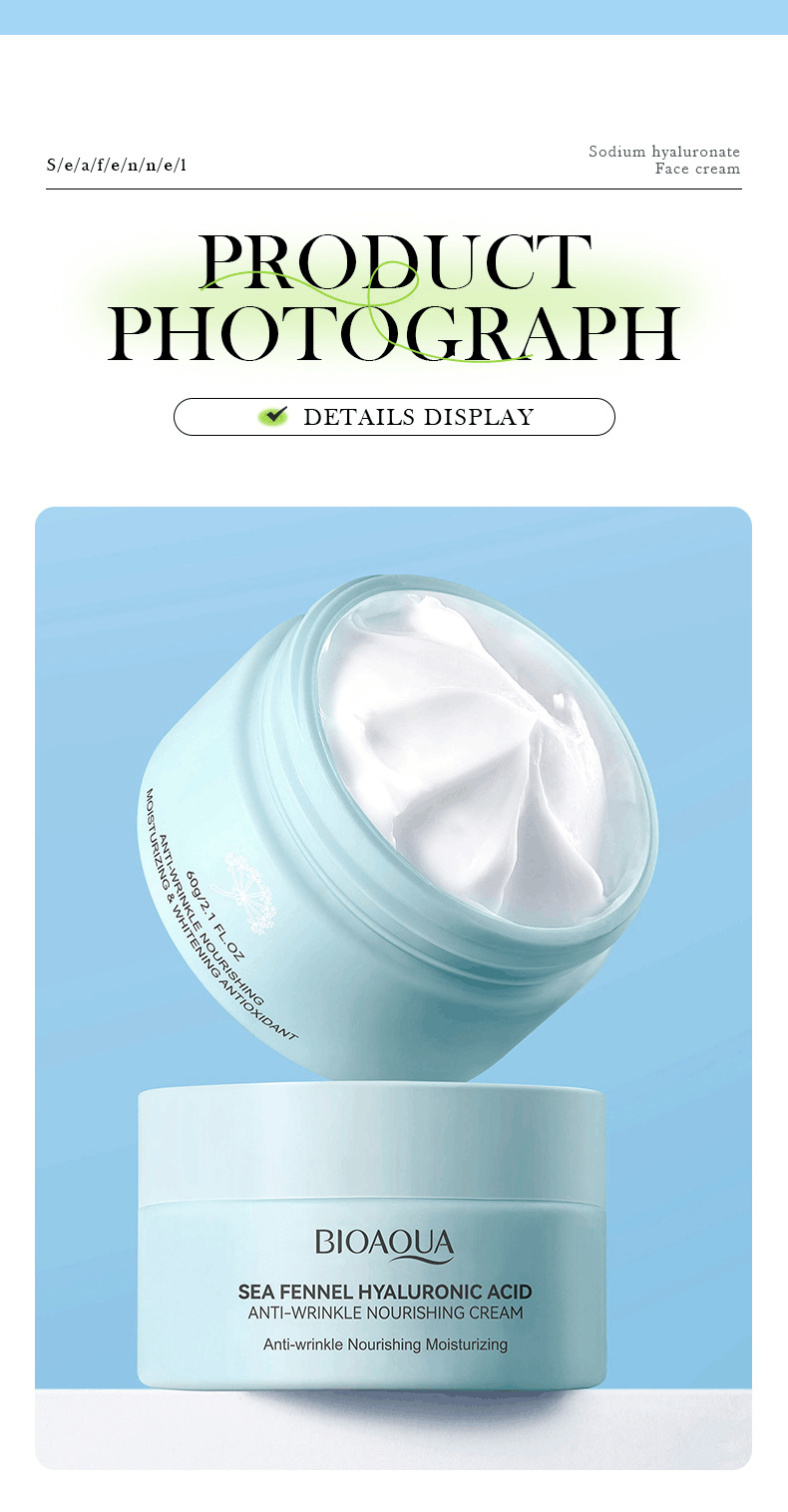 Cross-border trade BIOAOUA Sea Fennel Hyaluronic Acid Nourishing Cream Hydrates, moisturizes and improves fine lines pic 10