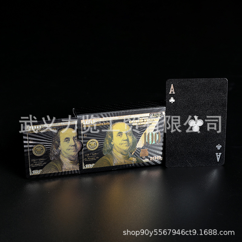 美元扑克牌金箔扑克牌 银箔扑克牌批发 金色土豪金扑克黑色塑料牌详情21