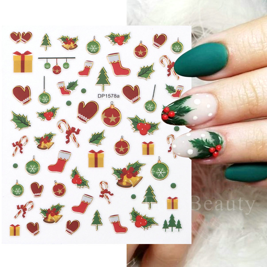 Cross-border new Christmas nail stickers Snowman elk Cookies Human self-adhesive nail stickers Mixed nail stickers shanilak pic 10