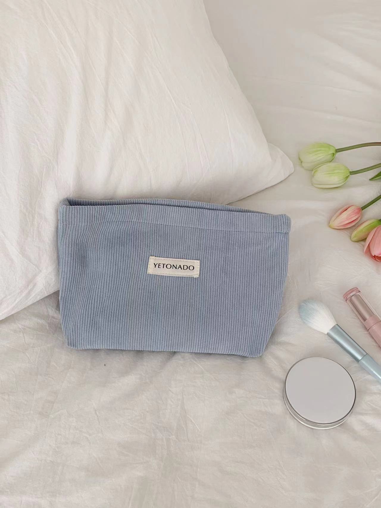 纯色灯芯绒布袋大容量化妆包手拿包收纳帆布袋收纳包便携洗漱包详情18