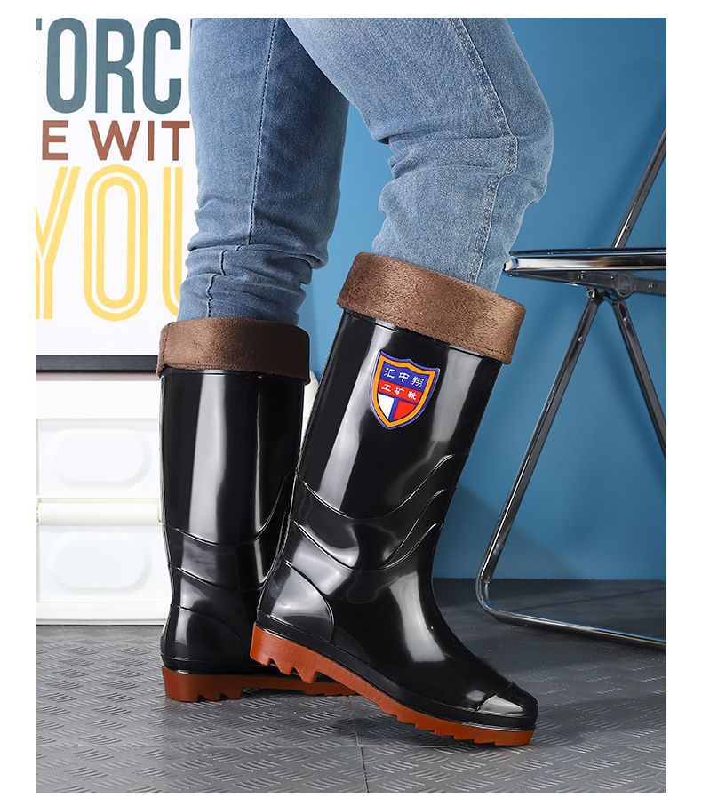 耐磨牛筋底雨鞋男女保暖耐酸碱高筒加厚雨靴防滑劳保洗车水靴工地详情16