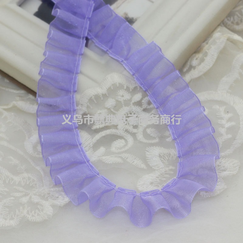 2.5cm服装辅料多色雪纱带百褶皱蕾丝花边带diy童装手工花边辅料详情16