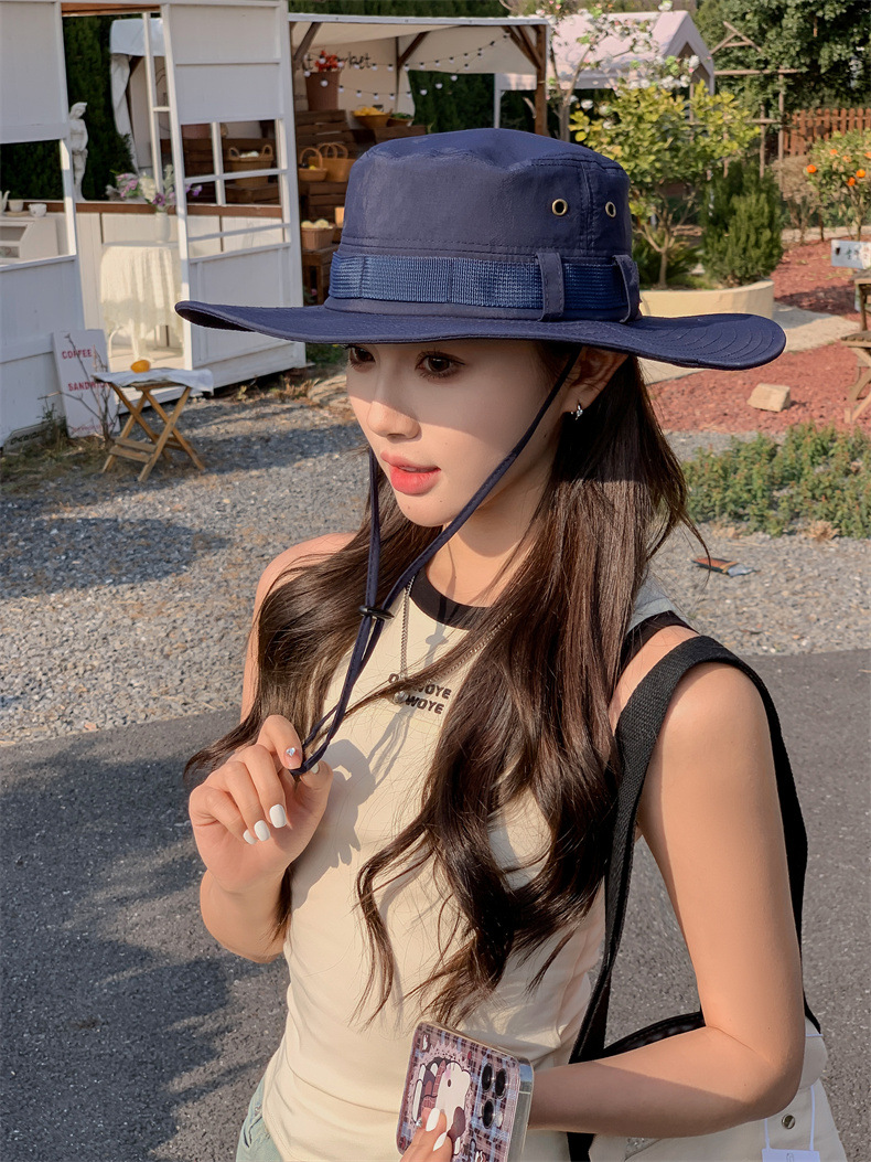 新款防晒帽子夏季女士大沿防紫外线渔夫帽户外男士钓鱼遮阳护颈帽详情12