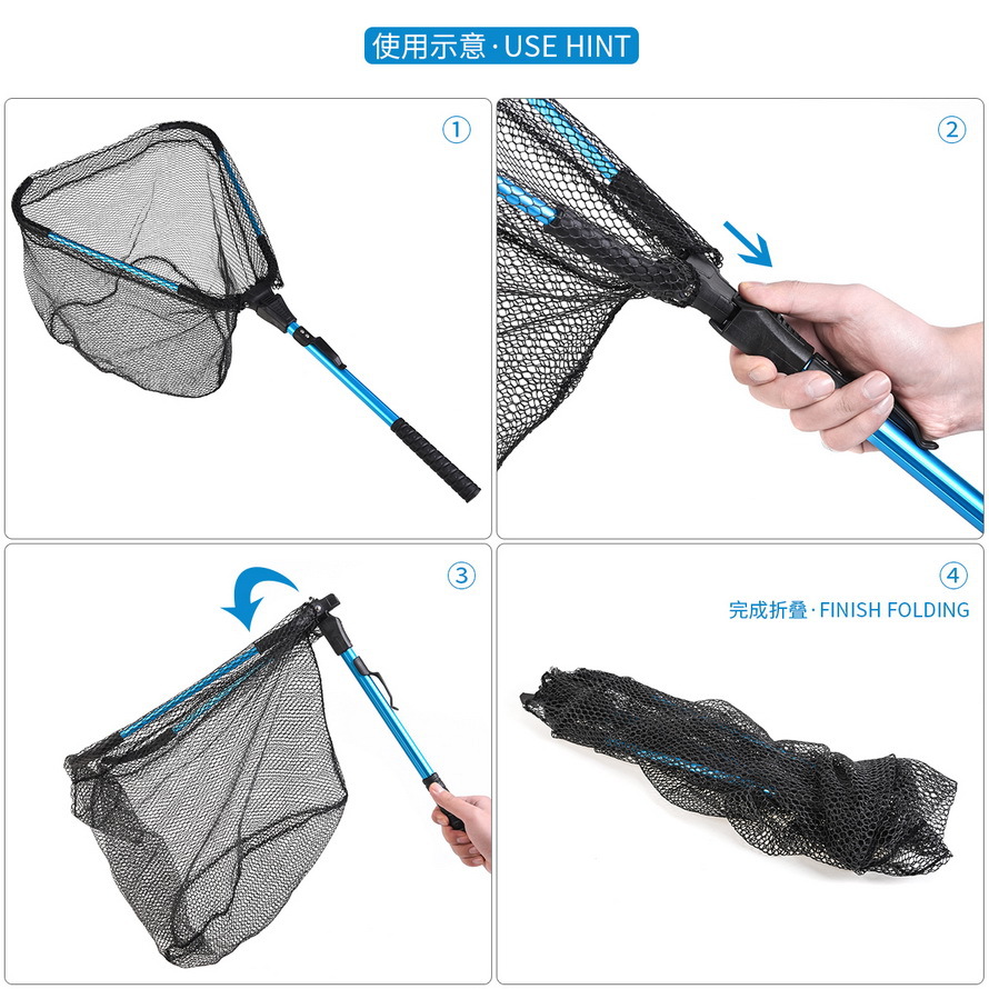 27703 LEO/ Leou [Aluminum Alloy Single Section Triangular Folding Fishing Net] Flying Fishing Hand-drawn Fishing Net Fishing Gear Export pic 14