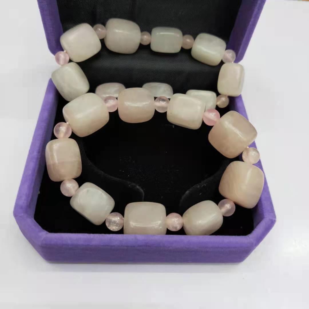 Factory wholesale of natural square rose quartz irregular combination bracelets, diy rose quartz bracelets, Buddhist prayer beads and fortune-changing jewelry pic 6