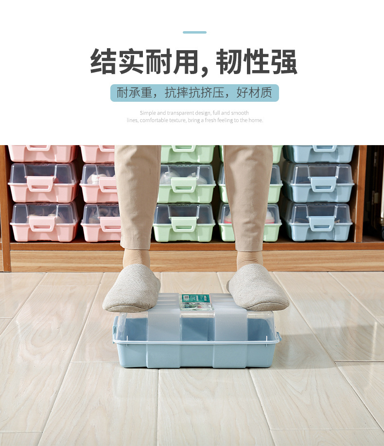 男鞋女靴子收纳盒批发 透明可视塑料鞋盒厂家直销翻盖式加厚鞋盒详情11