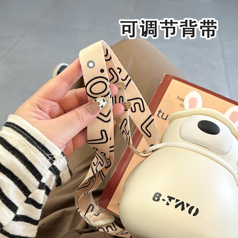 背包熊600ML优质礼品大肚小麦秸秆环保水杯家用水杯漱口杯可印logo广告宣传刷牙杯子泡茶必备 咖啡杯详情5