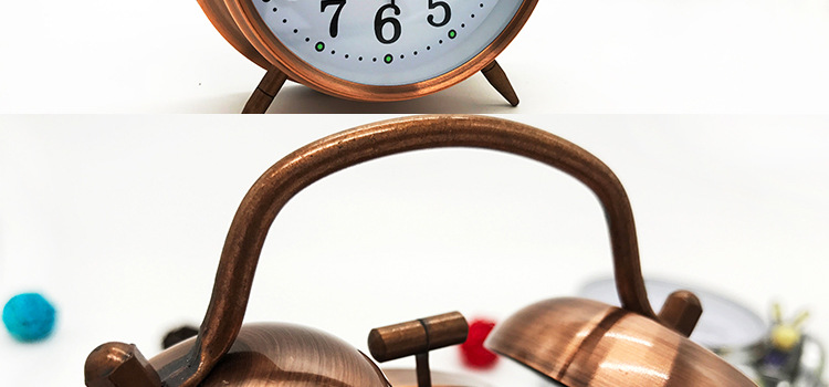 优品 创意金属质感静音夜光闹钟 经典双铃打铃钟详情19