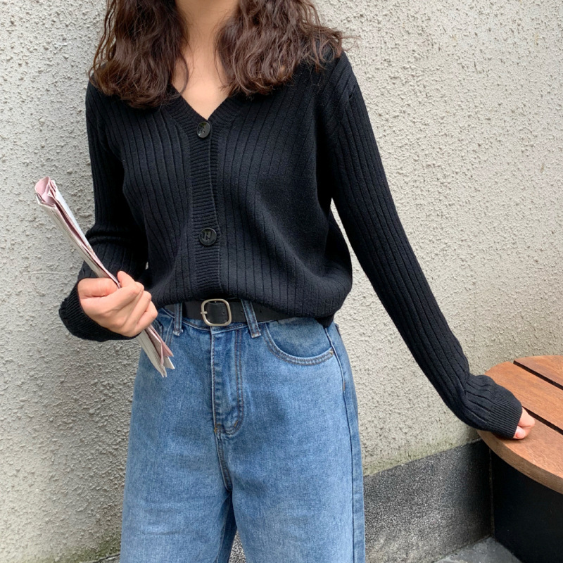 秋冬新款外穿内搭温柔风短款宽松V领毛衣外套针织衫开衫女装上衣详情18