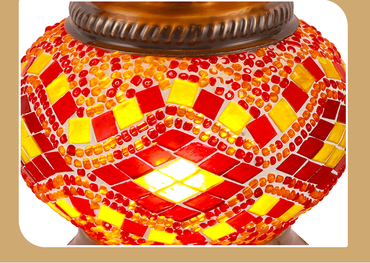 2024 Bohemian fabric lampshade table lamp, handcrafted glass romantic decorative table lamp, bedroom night light pic 4