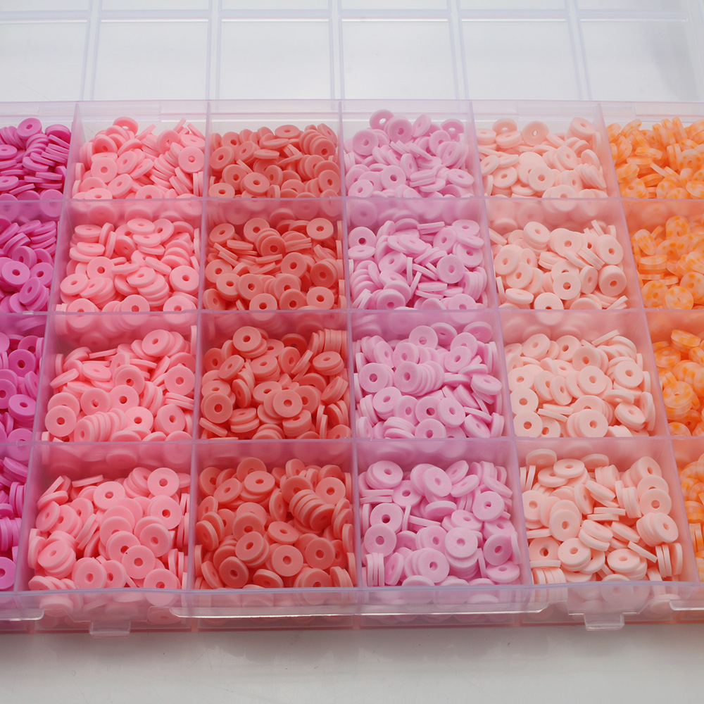 软陶片串珠渐变单色6mm 饰品DIY手链项链饰品配件24格软陶片盒装详情12