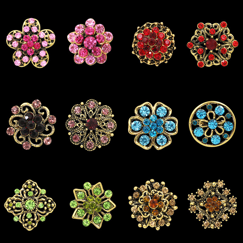 欧美时尚卡装小胸针 镶水钻合金胸花 手捧花服饰配件别针厂家批发详情4