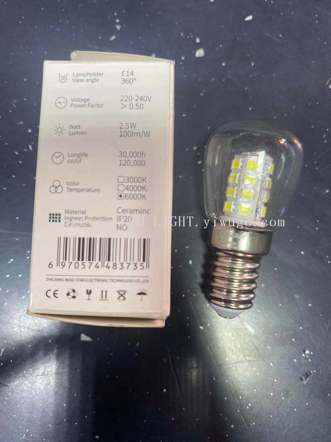 LED refrigerator light E14 lamp head 3W220V l transparent glass cover pic 4