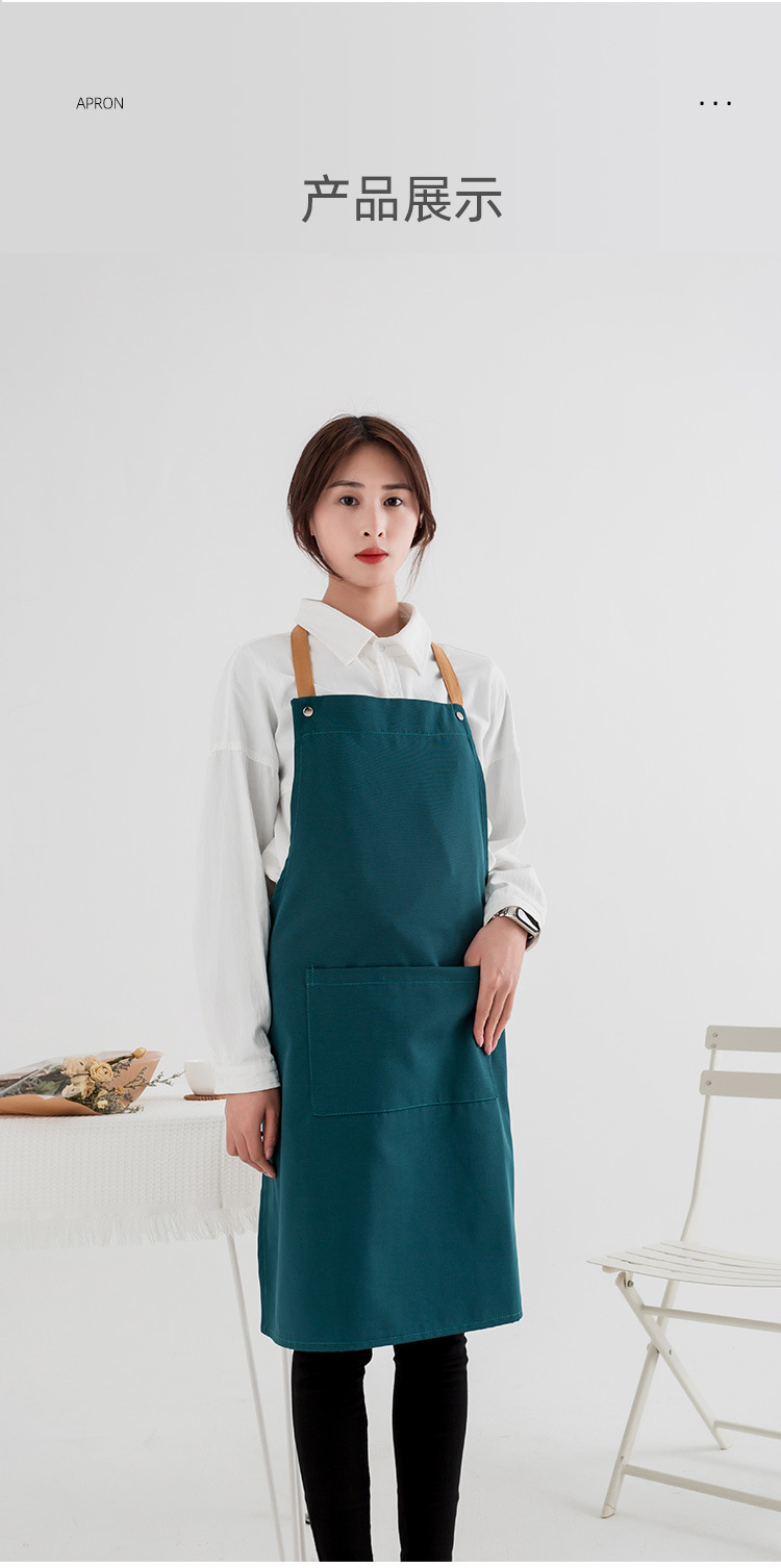 Customized thickened denim canvas aprons for foreign trade, waterproof household kitchen work, hairdressing aprons, and logo printing pic 24