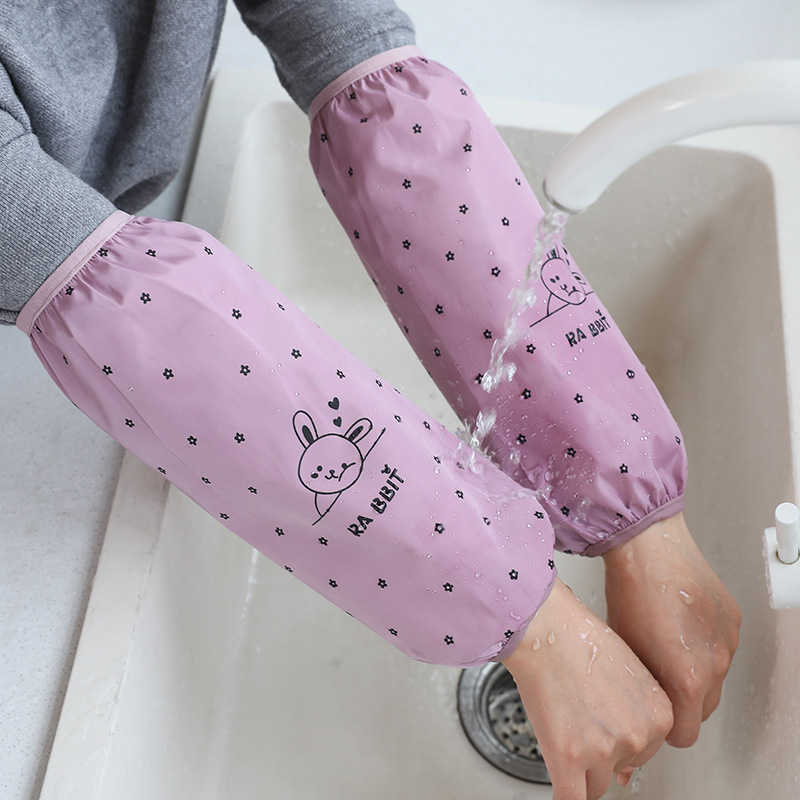 Korean waterproof and dirt-proof sleeves, cute long sleeves for adults in the kitchen, student cartoon waterproof sleeves, wholesale in large quantities pic 3