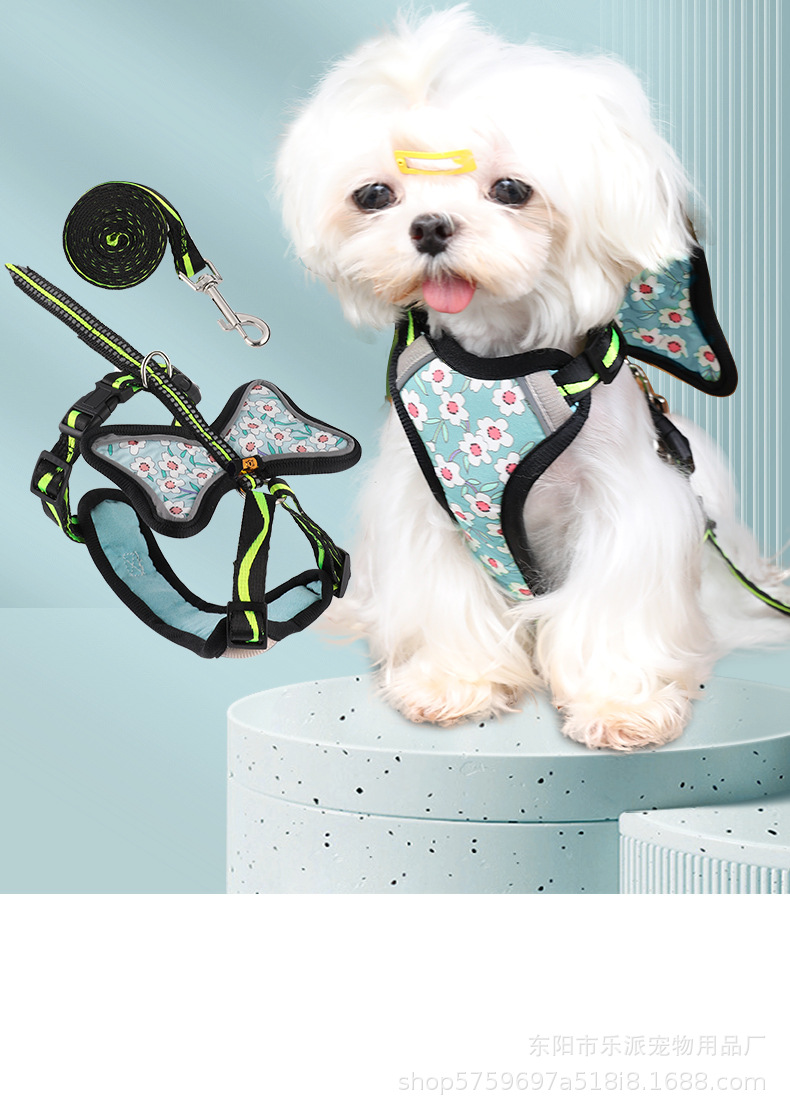 跨境新品宠物胸背带背心式猫咪小型犬安全防挣脱胸背牵引绳厂批发详情27