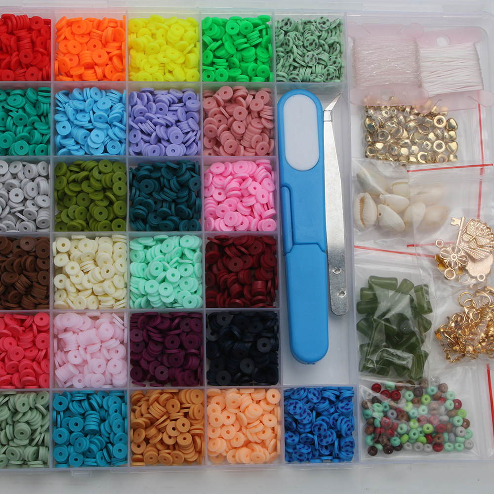 跨境软陶片盒子黏土软陶片间隔珠 弹力线DIY手工饰品软陶套片盒装详情3