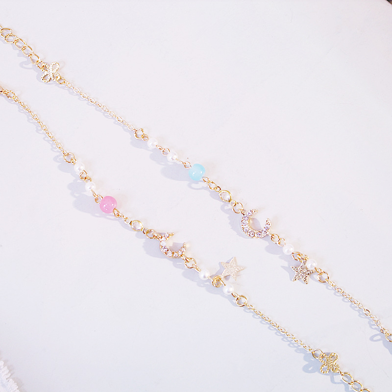 Korean version exquisite crystal bracelet, sweet and girlish heart, star and moon marble bracelet, fresh and delicate strawberry crystal jewelry pic 2
