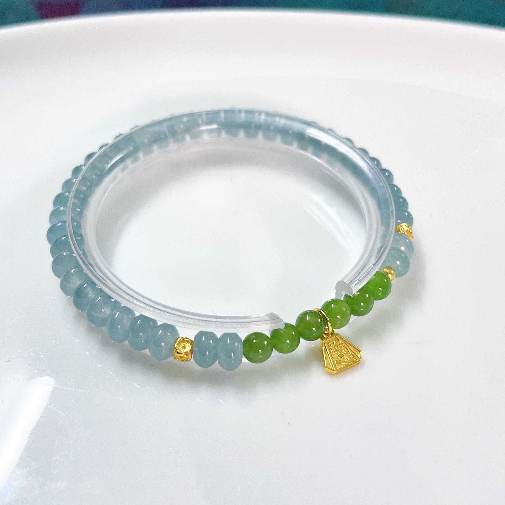 Amazon AliExpress New Chinese-style natural blue water drum bead A-grade jade bracelet for women, light luxury 925 silver inlaid rabbit jewelry pic 27