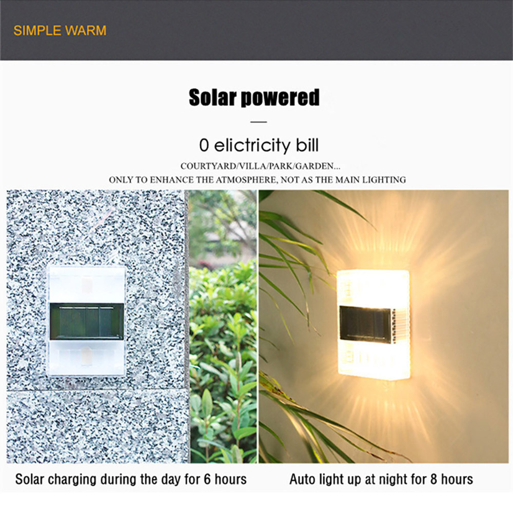 Solar rectangular wall lamp, 6LED top and bottom luminous fence lamp, outdoor courtyard villa decorative lamp, direct supply from the manufacturer pic 8