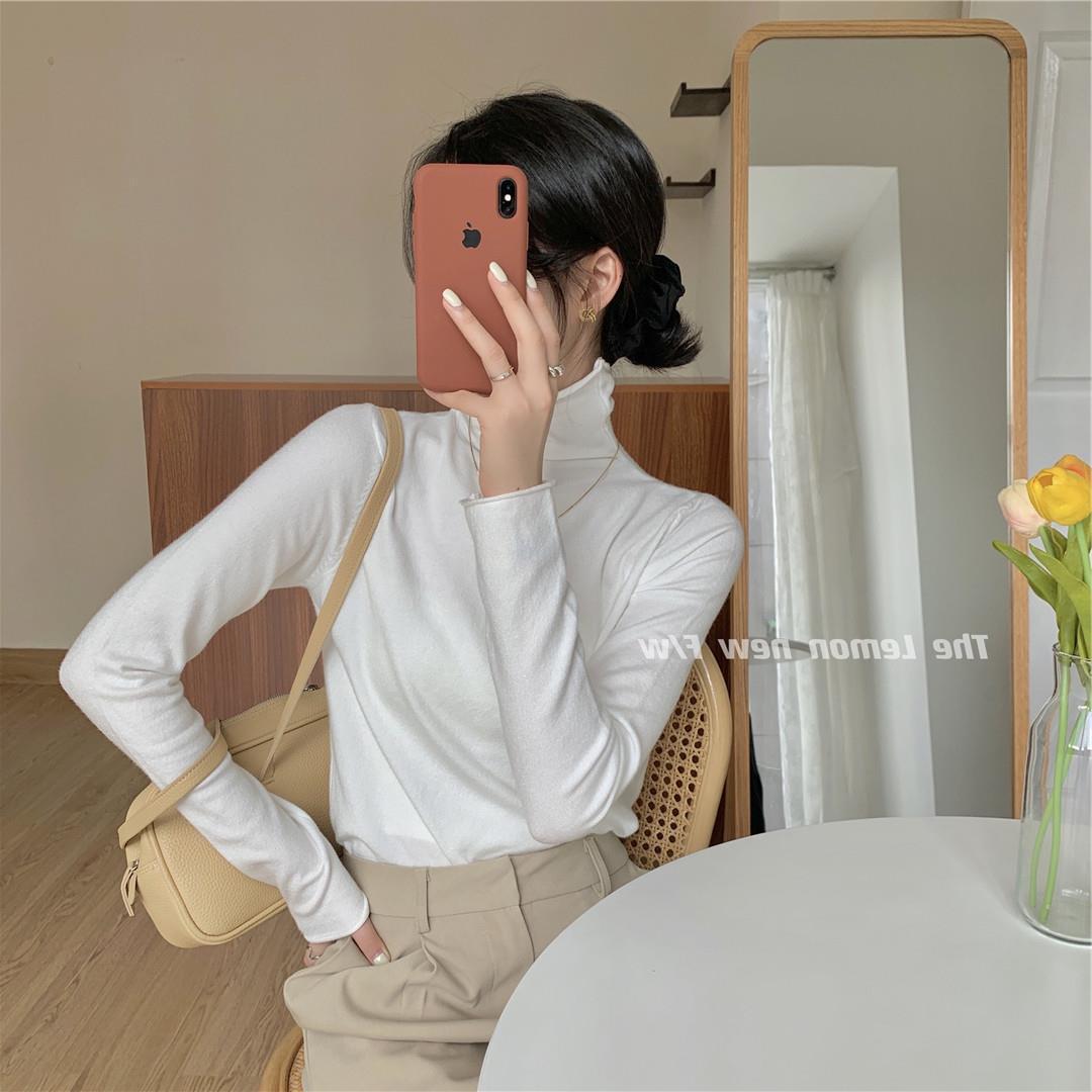 秋冬新款女装高领卷边打底衫糖果色修身保暖基础款仿羊绒衫毛衣女详情32