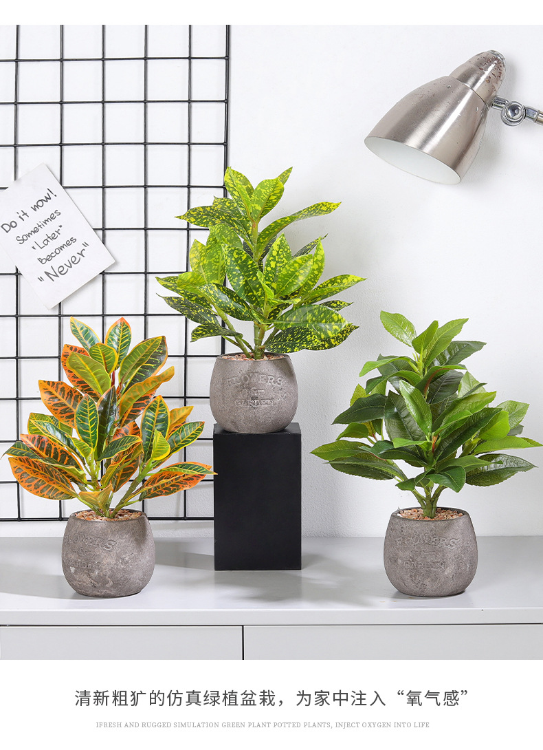 Nordic ins artificial green plant potted cement pot ornaments, living room and office desktop decoration artificial plant bonsai pic 11