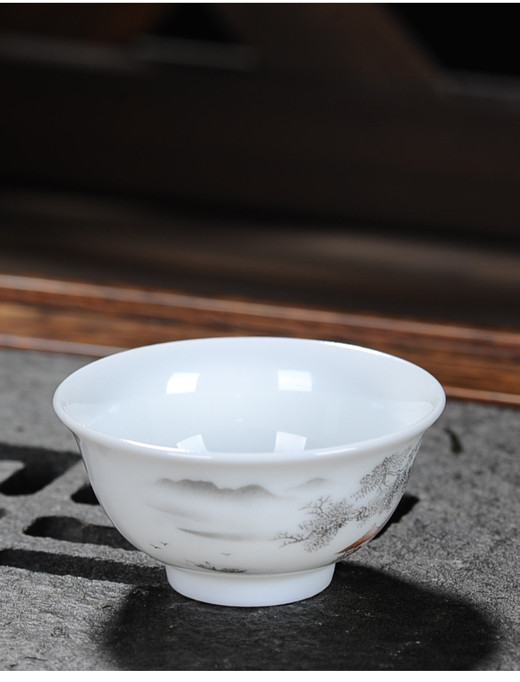 Factory direct sales of Kung Fu tea sets, including ceramic tea cups, white porcelain complete sets, blue and white tea cups, covered bowls, and tea sets. Logos can be made pic 19