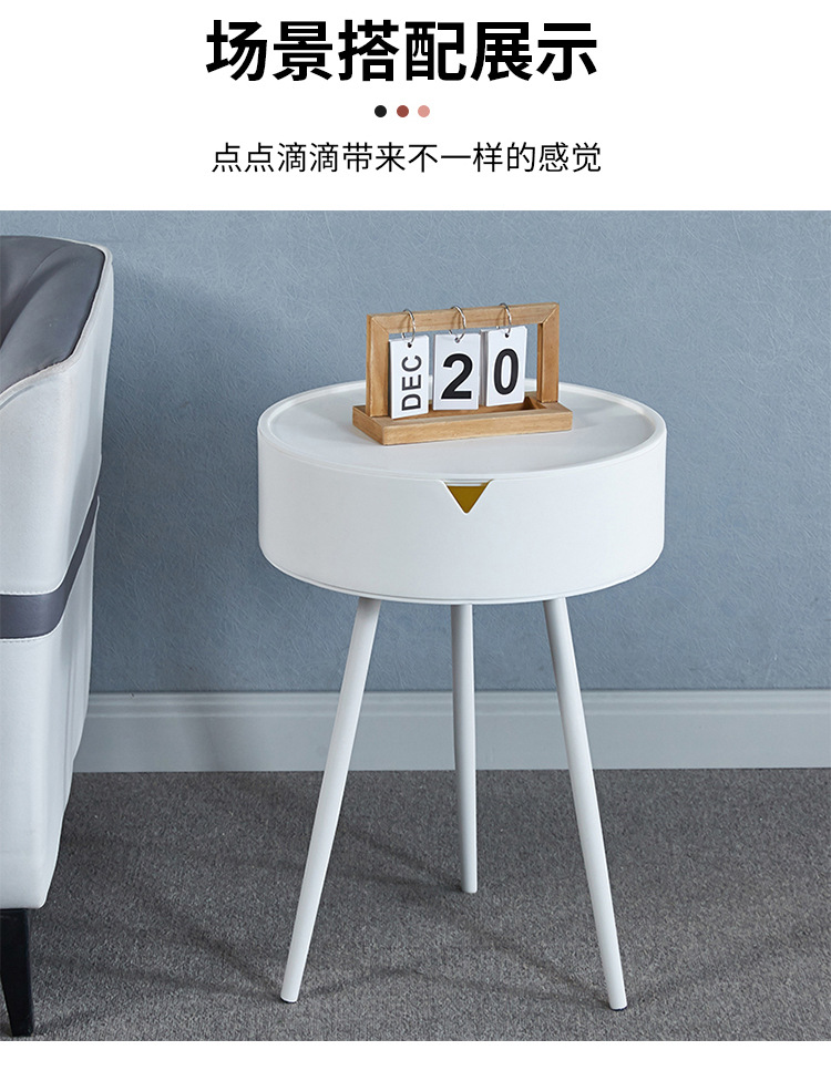 A round triangular table, a small table by the bedside of a girl in the bedroom, a modern and simple mini round table pic 4