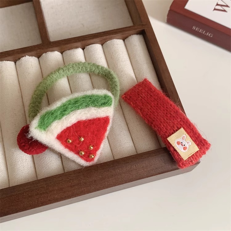 Autumn and winter fruit felt, sweet hair bands, headbands, headwear, cute and simple rubber band hair ties, bb hair clips, edge hair accessories, for women pic 12