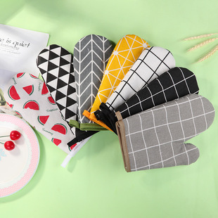 全棉斜纹硅胶烤箱手套 厨房纯色烘焙微波炉防滑 隔热耐高温手套详情5