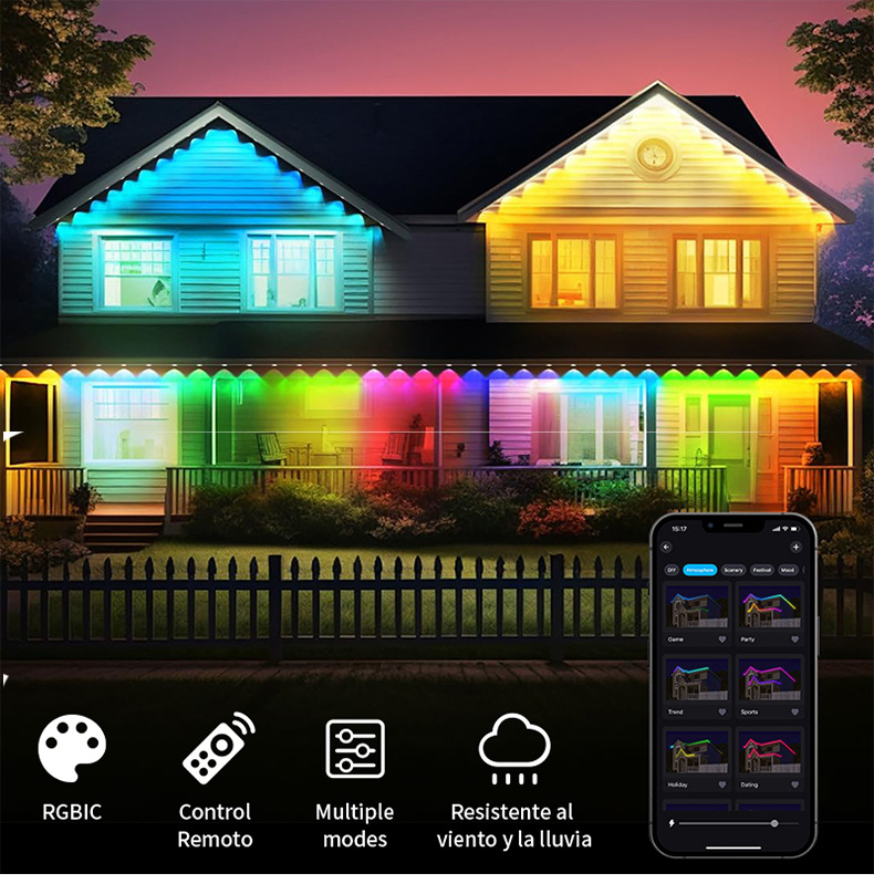 Luz de alero al aire libre bluetooth color mágico musical a prueba de agua APP control inteligente fuente de luz de alero fabricante pic 2