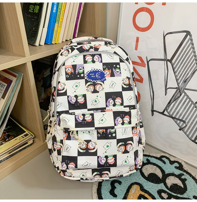 简约校园休闲背包2023韩版大容量休闲双肩包日系个性涂鸦学生书包详情22